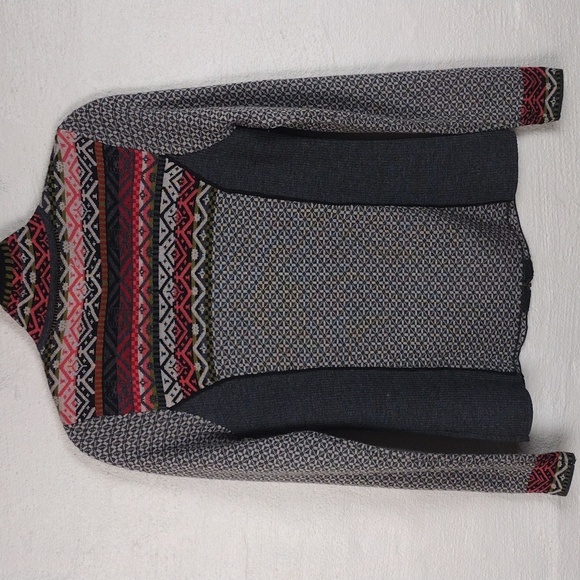 Icelandic Design Grey Fair Isle Wool Long Sleeve Full Zip Cardigan Sweater - Picture 9 of 15